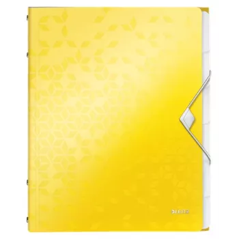 Leitz WOW PP Livro de separadores, 6 abas, pasta de arquivo convencional, A4, polipropileno (PP), amarelo, brilhante, 200 folhas