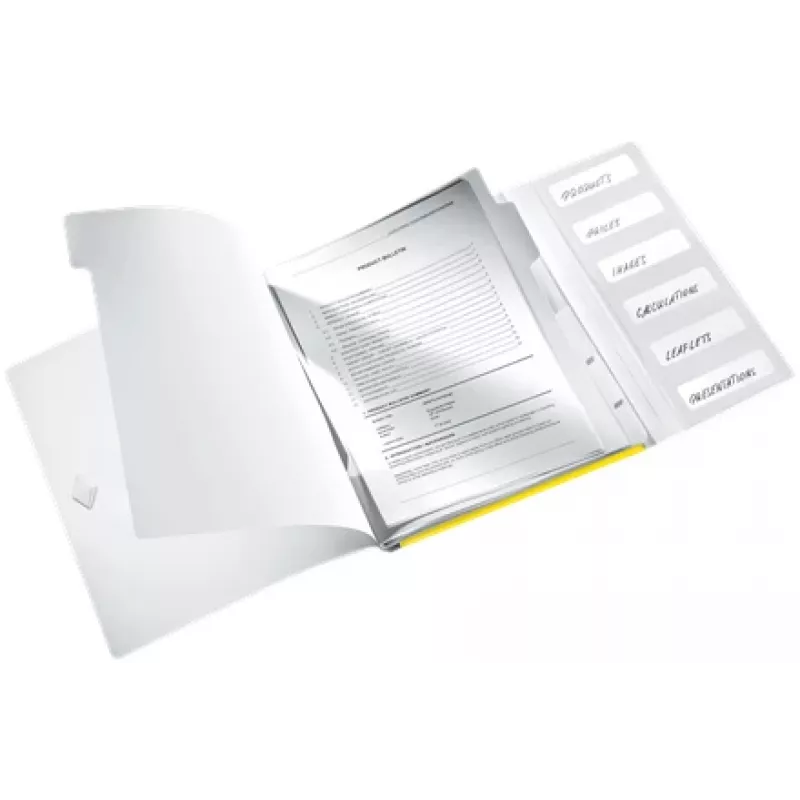 Leitz WOW PP Livro de separadores, 6 abas, pasta de arquivo convencional, A4, polipropileno (PP), amarelo, brilhante, 200 folhas