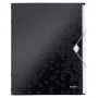 Leitz Livro de separadores WOW PP 6 abas, dossier convencional, A4, polipropileno (PP), preto, brilhante, 200 folhas
