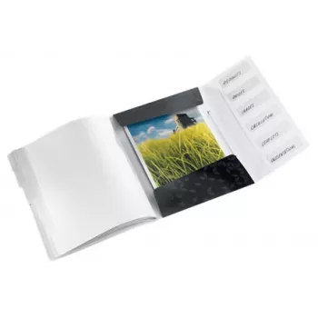 Leitz Livro de separadores WOW PP 6 abas, dossier convencional, A4, polipropileno (PP), preto, brilhante, 200 folhas