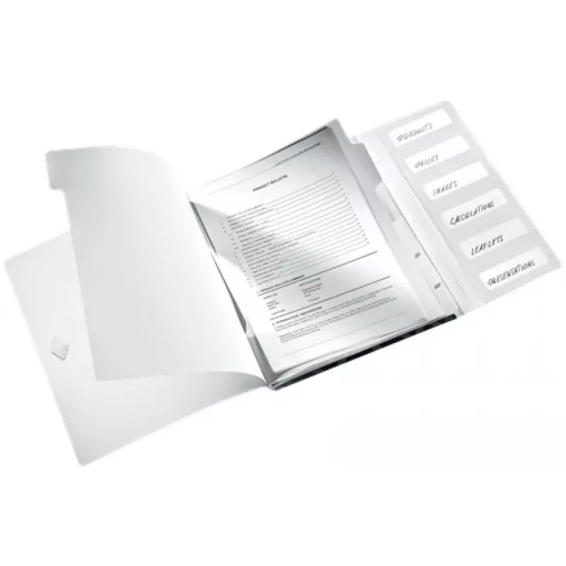 Leitz Livro de separadores WOW PP 6 abas, dossier convencional, A4, polipropileno (PP), preto, brilhante, 200 folhas