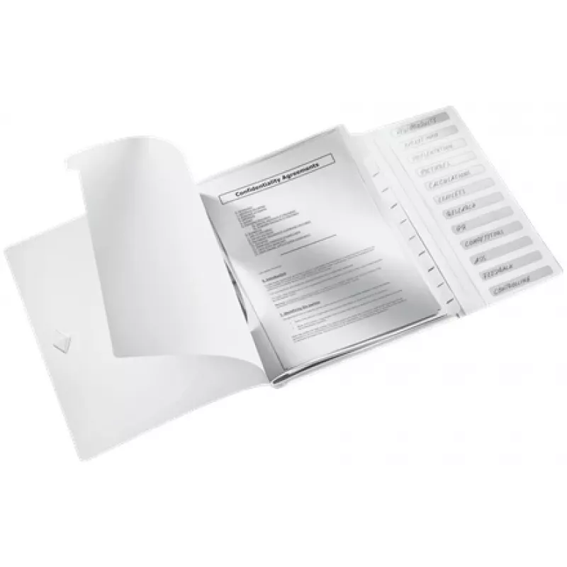 Leitz WOW Separadores de fichário PP, 12 separadores, Ficheiro de arquivo convencional, A4, Polipropileno (PP), Branco, Brilhante, 200 folhas