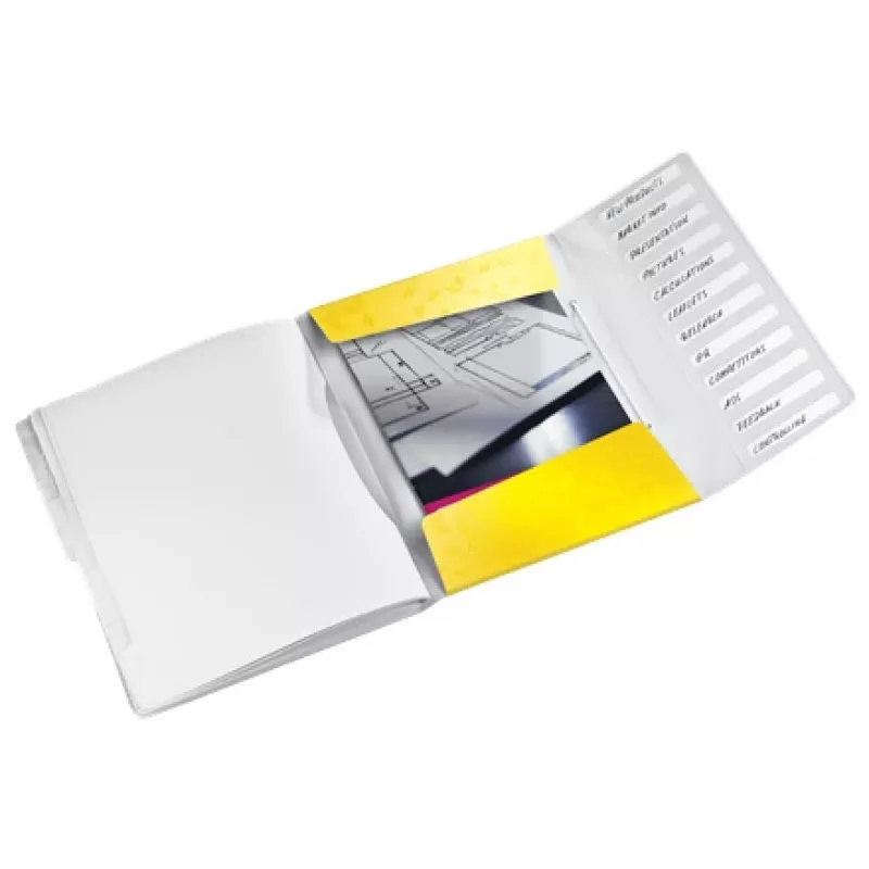 Leitz Separadores de fichário WOW PP 12 divisões, A4, Polipropileno (PP), Amarelo, 200 folhas, 80 g/m², 265 mm