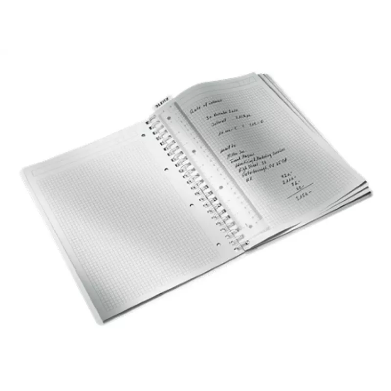 Leitz Caderno WOW A4 quadriculado, Encadernação Wire-O com capa PP, Padrão, Preto, A4, 80 folhas, 80 g/m², Papel quadriculado