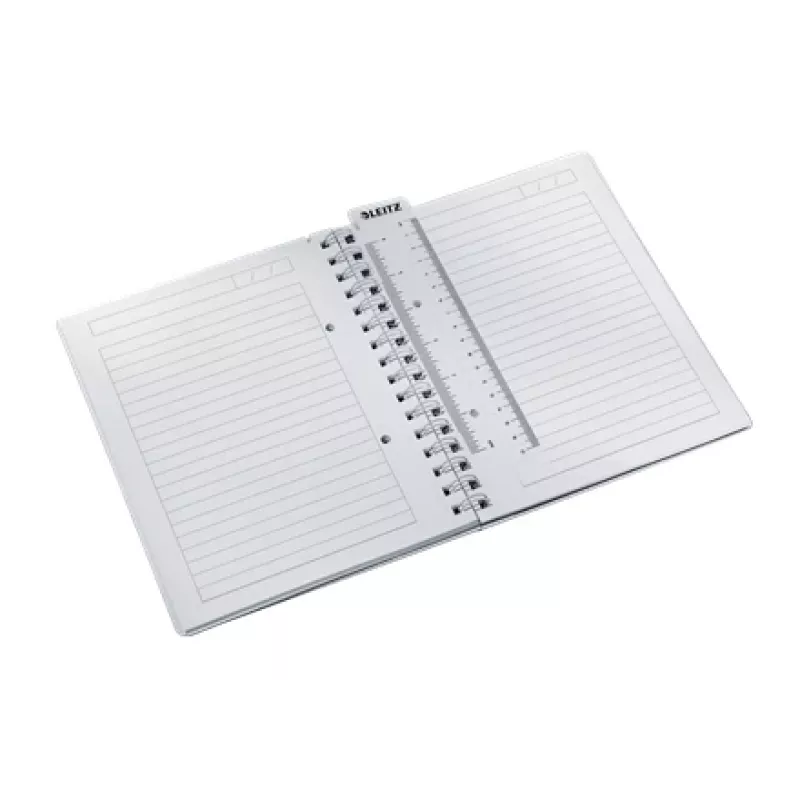 Leitz Caderno WOW A5 pautado, Encadernação em espiral com capa PP, Monocromático, Branco, A5, 80 folhas, 80 g/m², Papel pautado