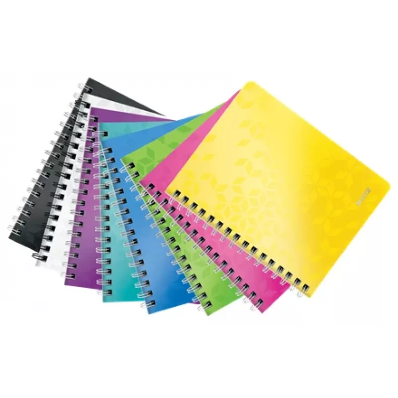 Leitz Caderno WOW A5 pautado, Encadernação em espiral com capa PP, Monocromático, Branco, A5, 80 folhas, 80 g/m², Papel pautado