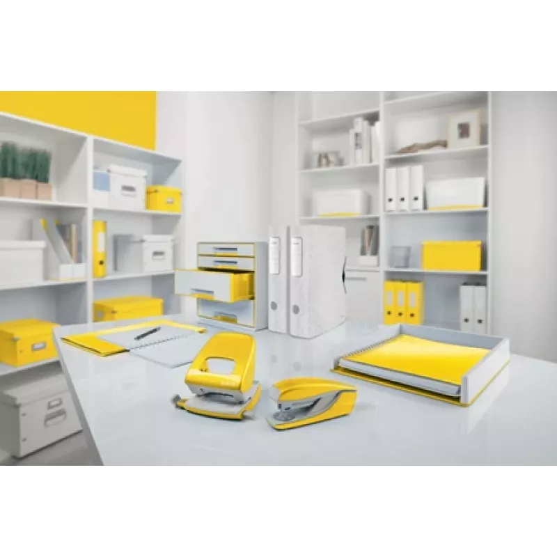 Leitz Perfurador NeXXt WOW 5008 Metal 2 furos / 30 folhas, 30 folhas, Amarelo, Metal, 8 cm, 5,5 mm, A4, A5, A6, Fólio, Quarto US, 8 x 8 x 8 cm