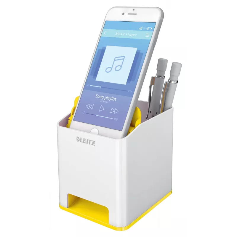 Leitz Porta-canetas Sound WOW, Branco, Amarelo, Poliestireno, 90 mm, 101 mm, 100 mm, 140 g