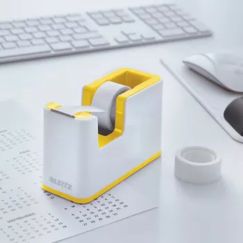 Leitz Fita adesiva de mesa WOW, 1,9 cm, 33 m, Poliestireno (PS), Branco, Amarelo, 51 mm, 126 mm