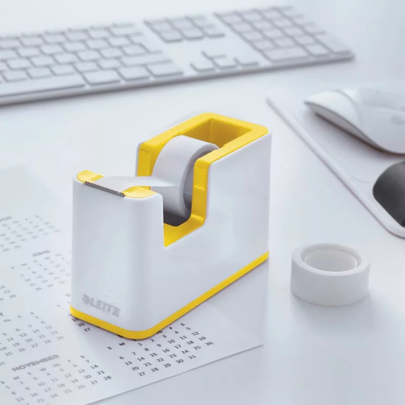 Leitz Fita adesiva de mesa WOW, 1,9 cm, 33 m, Poliestireno (PS), Branco, Amarelo, 51 mm, 126 mm