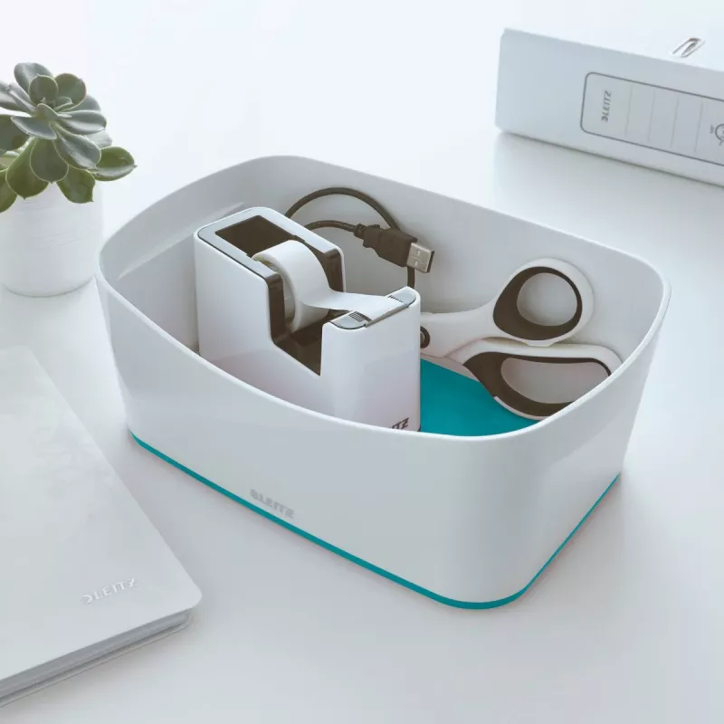 Leitz Fita adesiva de mesa WOW, 1,9 cm, 33 m, Poliestireno (PS), Azul-claro, Branco, 51 mm, 126 mm