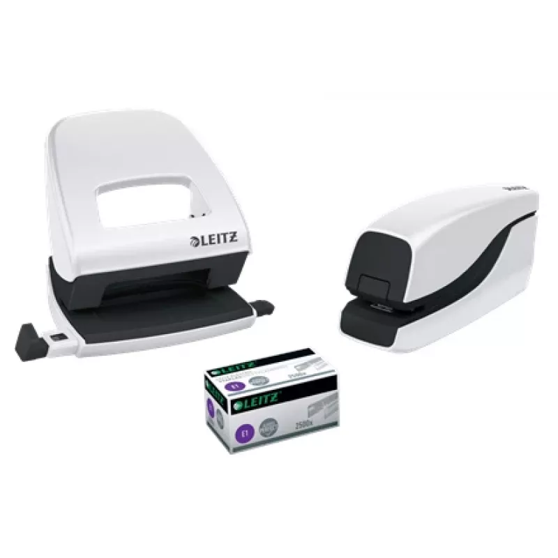 Leitz Agrafador a pilhas NeXXt WOW 5566, 10 folhas, Mecanismo de carga frontal, 1 cm, Plástico, Branco, Pilha