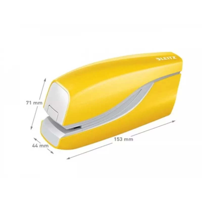 Leitz Agrafador a pilhas WOW 5566, 10 folhas, Frente, 1 cm, Plástico, Amarelo, Pilha