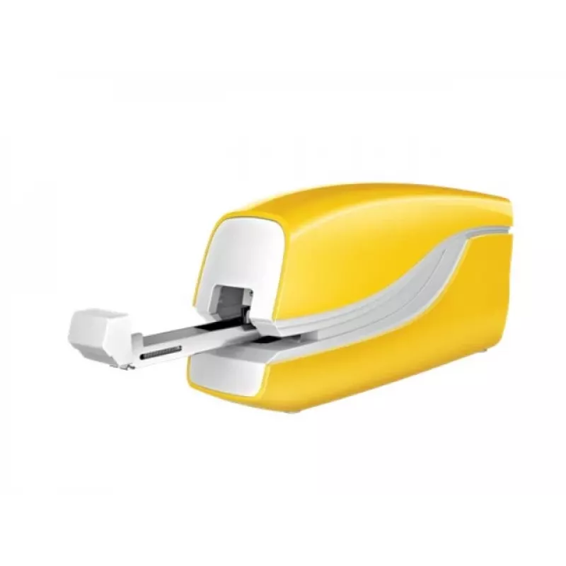 Leitz Agrafador a pilhas WOW 5566, 10 folhas, Frente, 1 cm, Plástico, Amarelo, Pilha