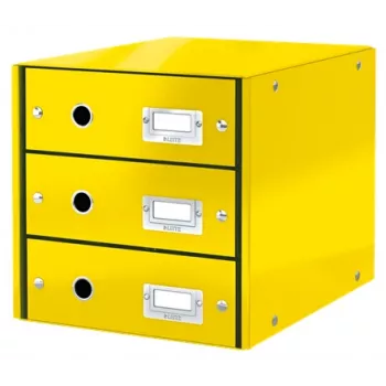 Leitz Gaveteiro Click & Store WOW (3 gavetas), Amarelo, Cartão, 2,21 kg, 1 unidade