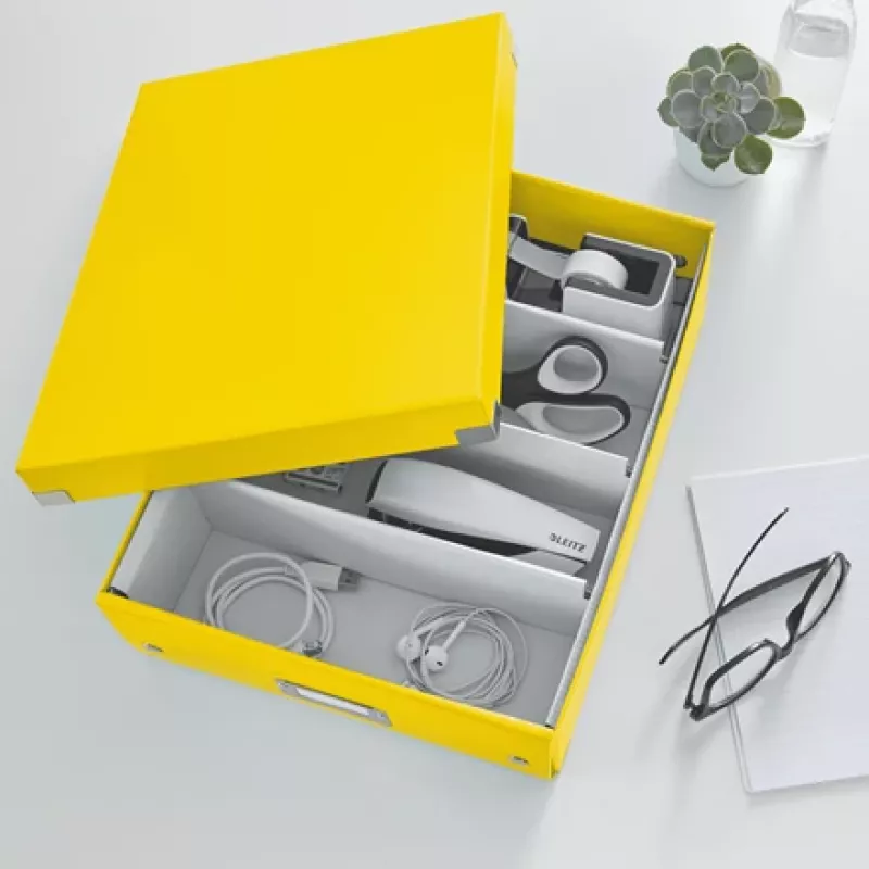 Leitz Caixa organizadora média Click & Store WOW, Caixa de armazenamento, Amarelo, Retangular, Cartão, Monocromático, Interior