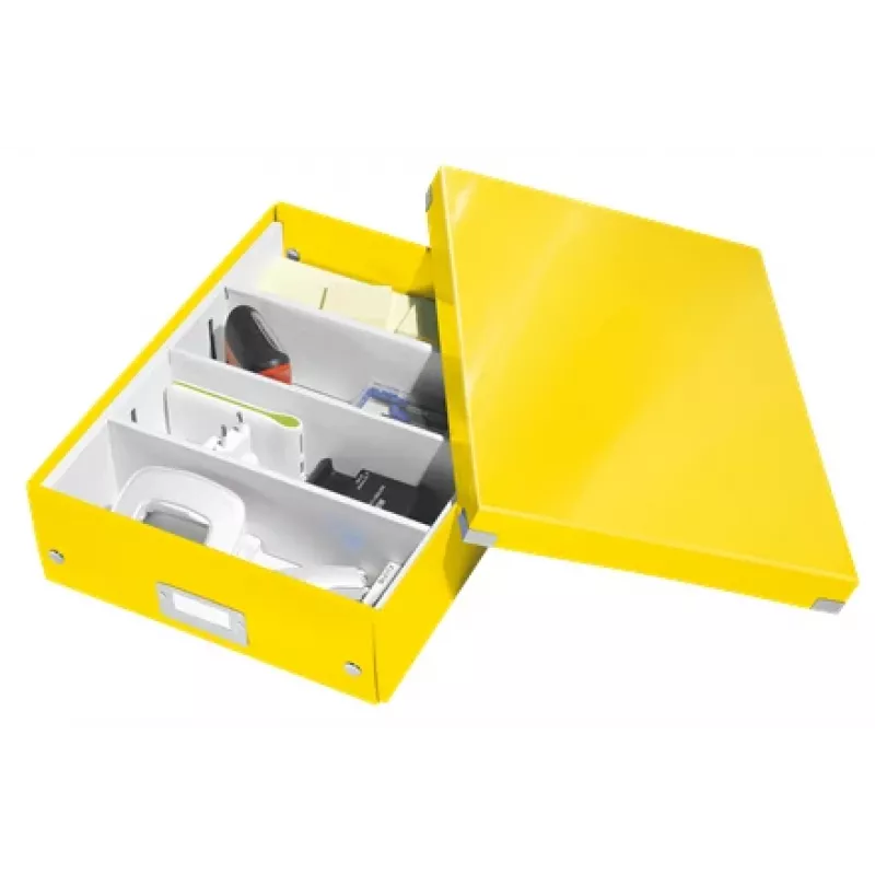 Leitz Caixa organizadora média Click & Store WOW, Caixa de armazenamento, Amarelo, Retangular, Cartão, Monocromático, Interior