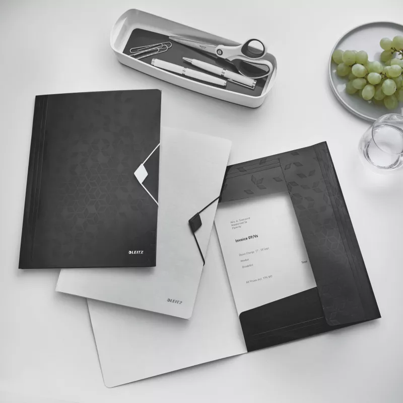 Leitz 3-Klappen-Mappe WOW PP A4, pasta de abas, A4, polipropileno (PP), preto, formato horizontal/vertical, 150 folhas