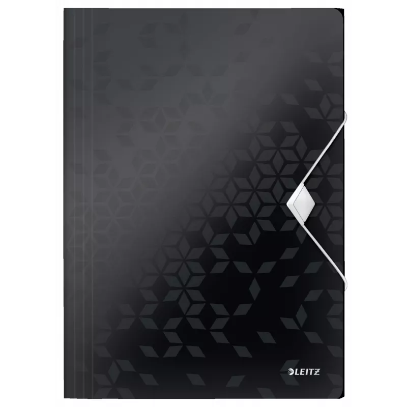 Leitz 3-Klappen-Mappe WOW PP A4, pasta de abas, A4, polipropileno (PP), preto, formato horizontal/vertical, 150 folhas