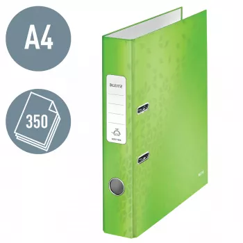 Leitz Dossier 180° WOW POB/laminado A4/50mm, A4, anel D, cartão, verde, 350 folhas, 285 mm