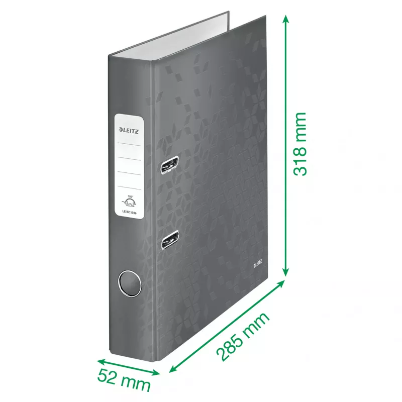 Leitz Dossier 180° WOW POB/laminado A4/50mm, A4, anel D, cartão, verde, 350 folhas, 285 mm