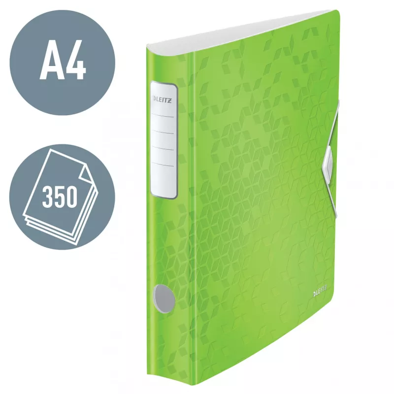 Leitz Dossier de alavanca Active PP WOW A4/65 mm, A4, anel D, armazenamento, espuma de poliuretano, verde, 350 folhas