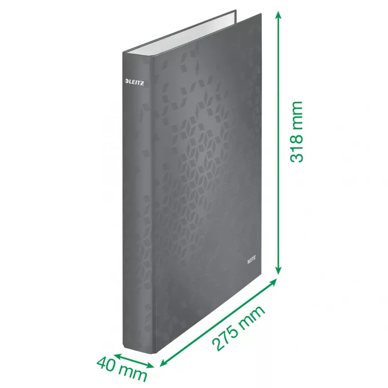 Leitz Dossier de anéis WOW laminado A4+ 2DR/25mm, A4+, anel D, cartão, verde, 250 folhas, 80 g/m²