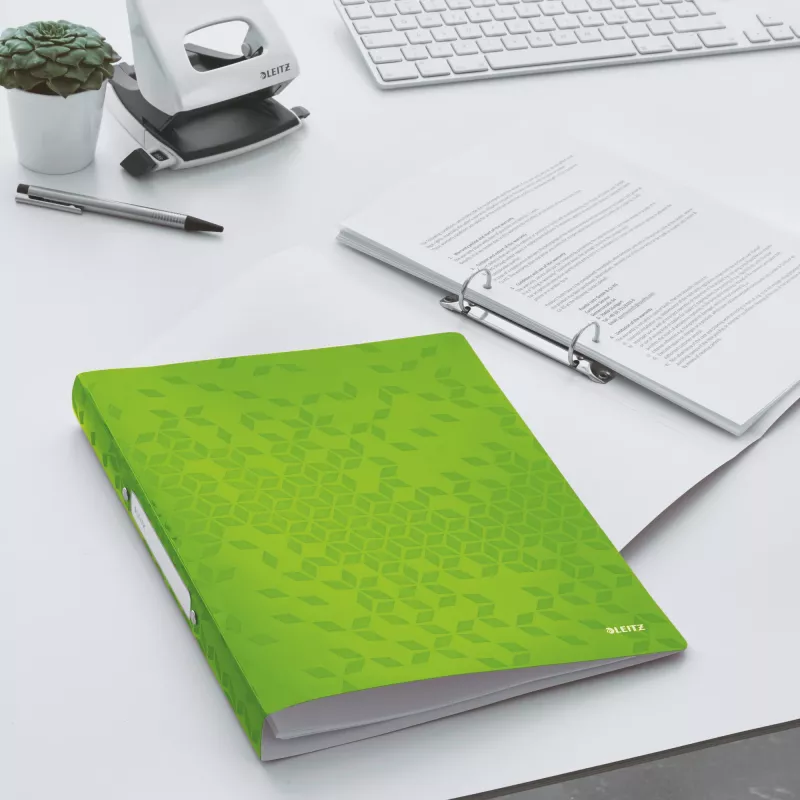Leitz Dossier de anéis WOW PP A4 2RR/25mm, A4, anel redondo, polipropileno (PP), verde, 190 folhas, 80 g/m²