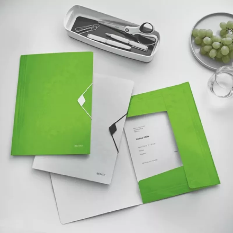 Leitz Pasta de 3 abas WOW PP A4, A4, polipropileno (PP), verde, formato vertical, 150 folhas, 80 g/m²