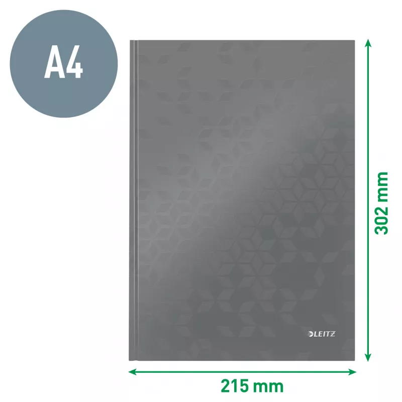 Leitz Caderno WOW A4 quadriculado com capa dura 90 g/m², 80 folhas, padrão, verde, A4, 80 folhas, 80 g/m², papel quadriculado