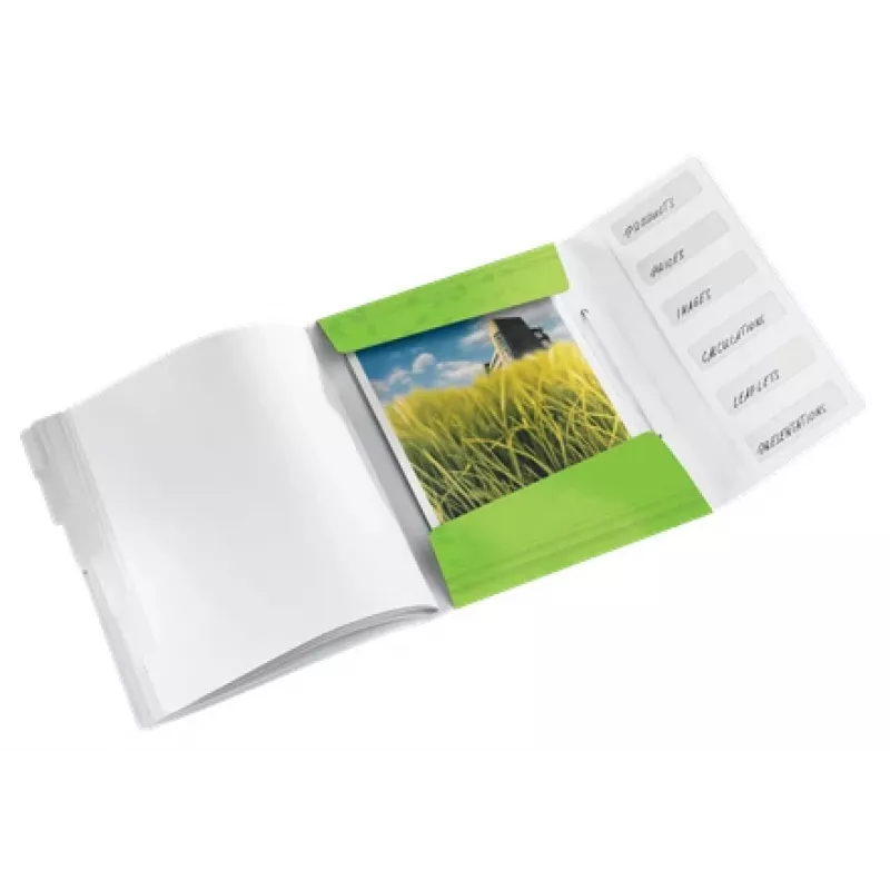 Leitz Livro separador WOW PP 6 separadores, dossier convencional, A4, polipropileno (PP), verde, brilhante, 200 folhas