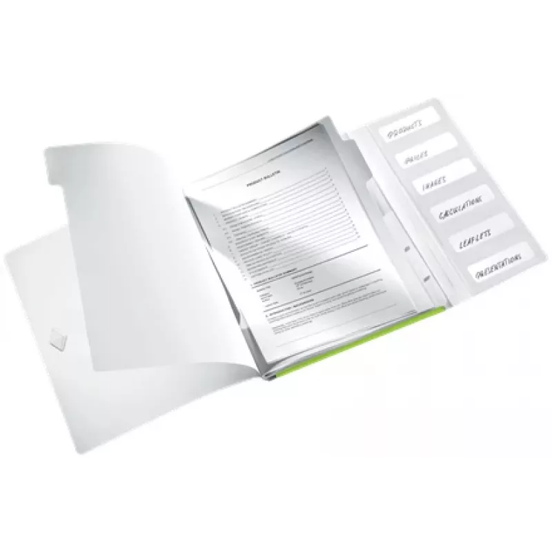 Leitz Livro separador WOW PP 6 separadores, dossier convencional, A4, polipropileno (PP), verde, brilhante, 200 folhas