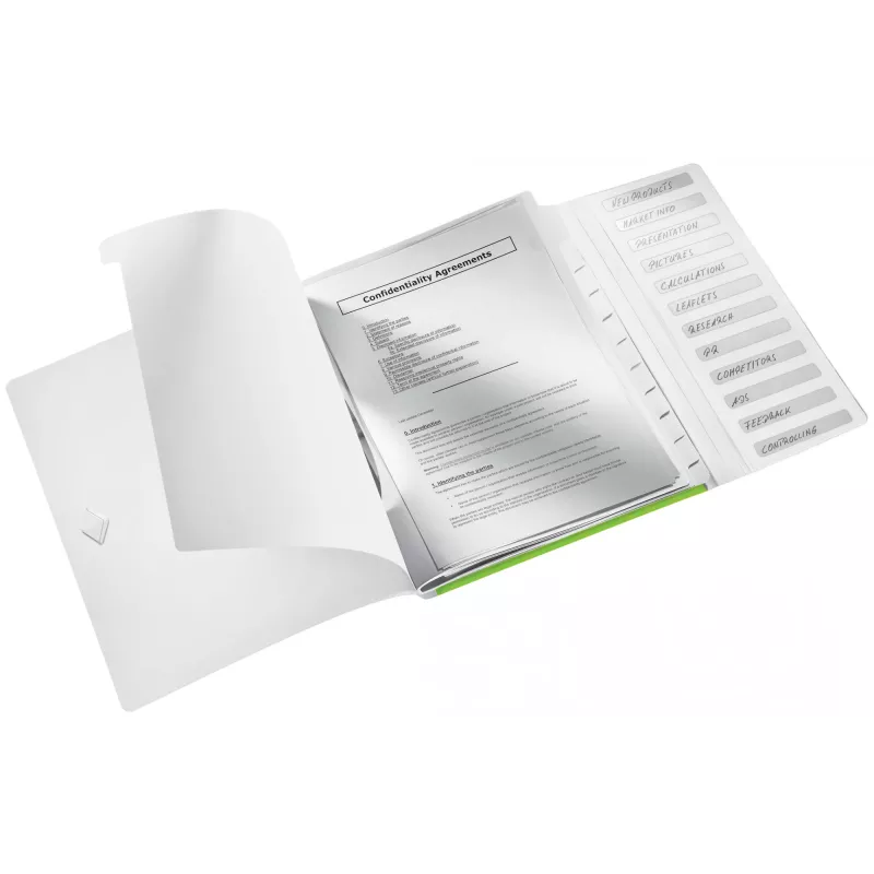 Leitz Livro de separadores WOW PP, 12 divisórias, A4, polipropileno (PP), verde, 200 folhas, 80 g/m², 265 mm