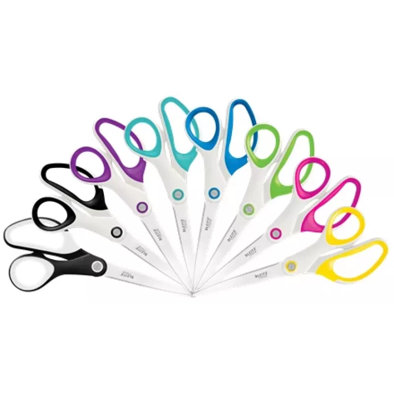 Leitz Tesoura de escritório WOW Titanium 205 mm, adulto, corte reto, unidade, verde, branco, aço inoxidável, tesoura de escritório