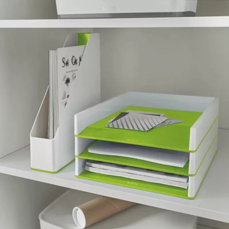 Leitz Bandeja de correspondência WOW bicolor, plástico, verde, branco, A4, A4, 267 mm, 336 mm