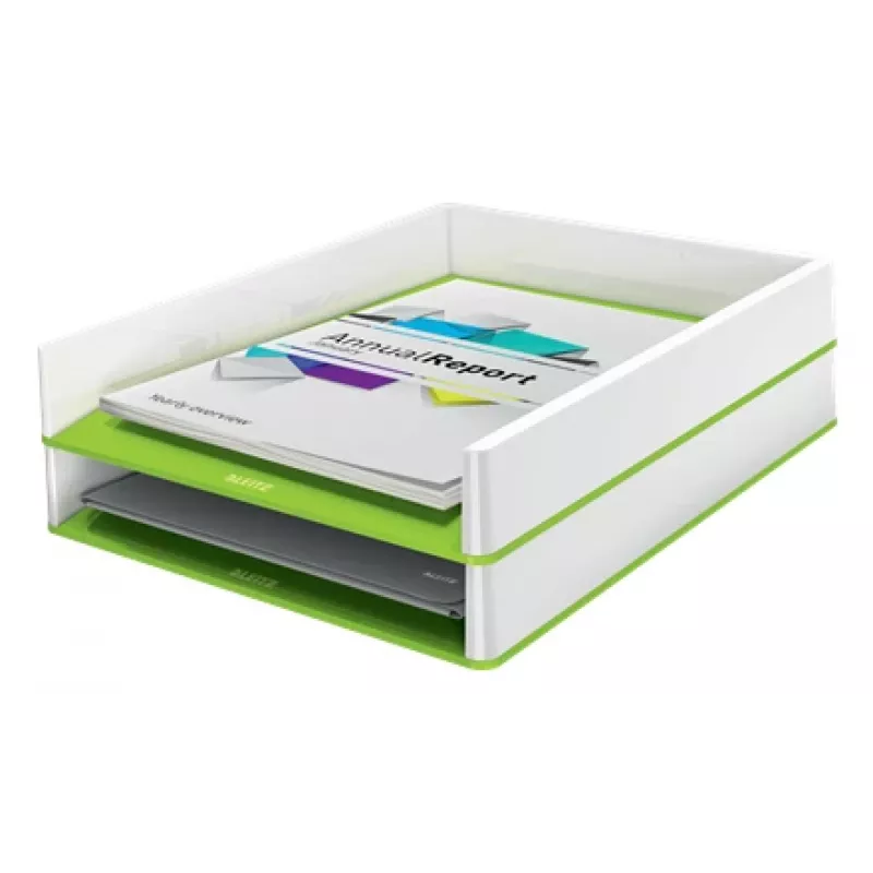 Leitz Bandeja de correspondência WOW bicolor, plástico, verde, branco, A4, A4, 267 mm, 336 mm