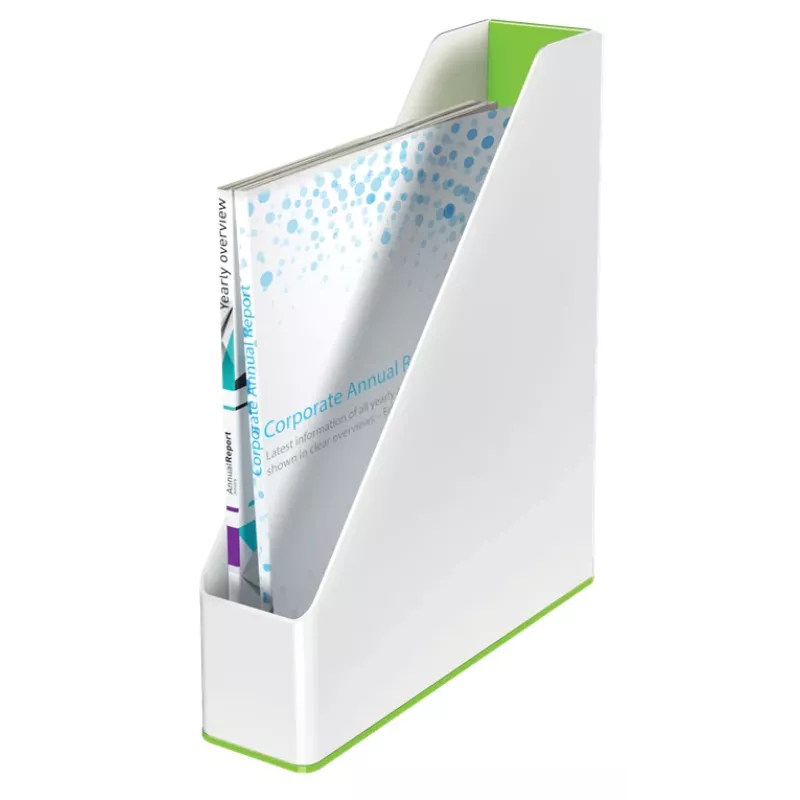 Leitz Coletor de revistas WOW Dual Colour, verde, branco, plástico, A4, 73 mm, 318 mm, 272 mm