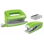 Leitz Conjunto agrafador e perfurador Mini WOW, 10 folhas, verde, P2, metal, plástico, 3,5 cm, 100 agrafos