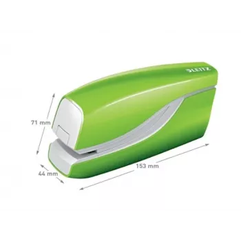 Leitz NeXXt Agrafador a pilhas WOW 5566, 10 folhas, carregamento frontal, 1 cm, plástico, verde, pilha