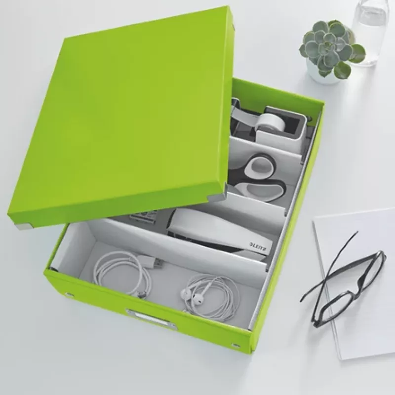 Leitz Click & Store WOW Caixa organizadora média, caixa de armazenamento, verde, retangular, cartão, monocromático, interior