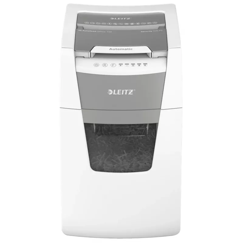 Leitz IQ Autofeed Office 150 Destruidora de papel automática P5, corte micro, 22 cm, 2 x 15 mm, 44 L, 500 folhas, 55 dB
