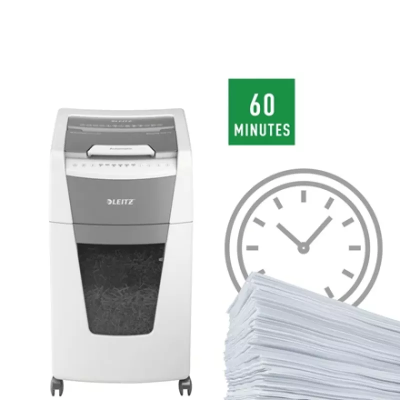 Leitz IQ Autofeed Office 300 Destruidora de documentos P5, corte micro, 22 cm, 2 x 15 mm, 60 L, 700 folhas, 55 dB