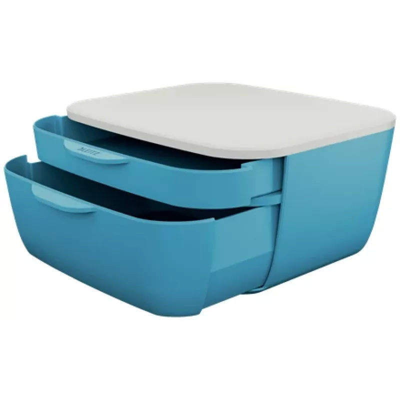 Leitz Cosy Gaveteiro, 2 gavetas, poliestireno (PS), azul, branco, 1 unidade, 251 mm, 143 mm