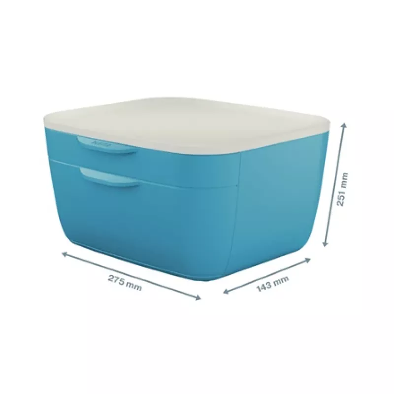 Leitz Cosy Gaveteiro, 2 gavetas, poliestireno (PS), azul, branco, 1 unidade, 251 mm, 143 mm