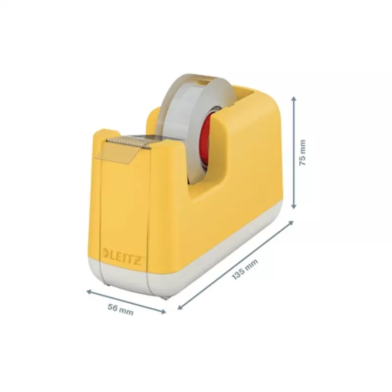 Leitz Cosy Fita adesiva de mesa, 1,9 cm, 33 m, acrilonitrilo-butadieno-estireno (ABS), amarelo, 75 mm, 56 mm
