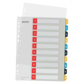 Leitz Cosy Índice 1-10 imprimível, PP, índice numérico, polipropileno (PP), formato vertical, A4 Maxi, 245 mm, 305 mm