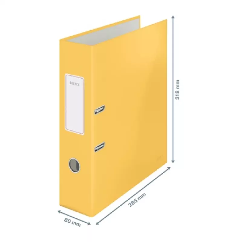 Leitz 180° Cosy dossier de alavanca Soft Touch 80 mm, A4, cartão, amarelo, superfície texturada, 600 folhas, 80 g/m²