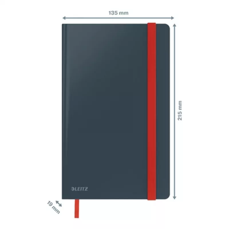 Leitz Cosy caderno Soft Touch pautado com capa dura, monocolor, preto, A5, 80 folhas, mate, 100 g/m²