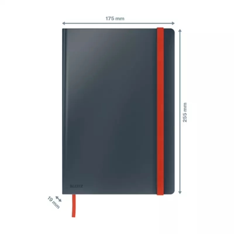 Leitz Cosy caderno Soft Touch quadriculado com capa dura, monocromático, preto, B5, 80 folhas, mate, 100 g/m²