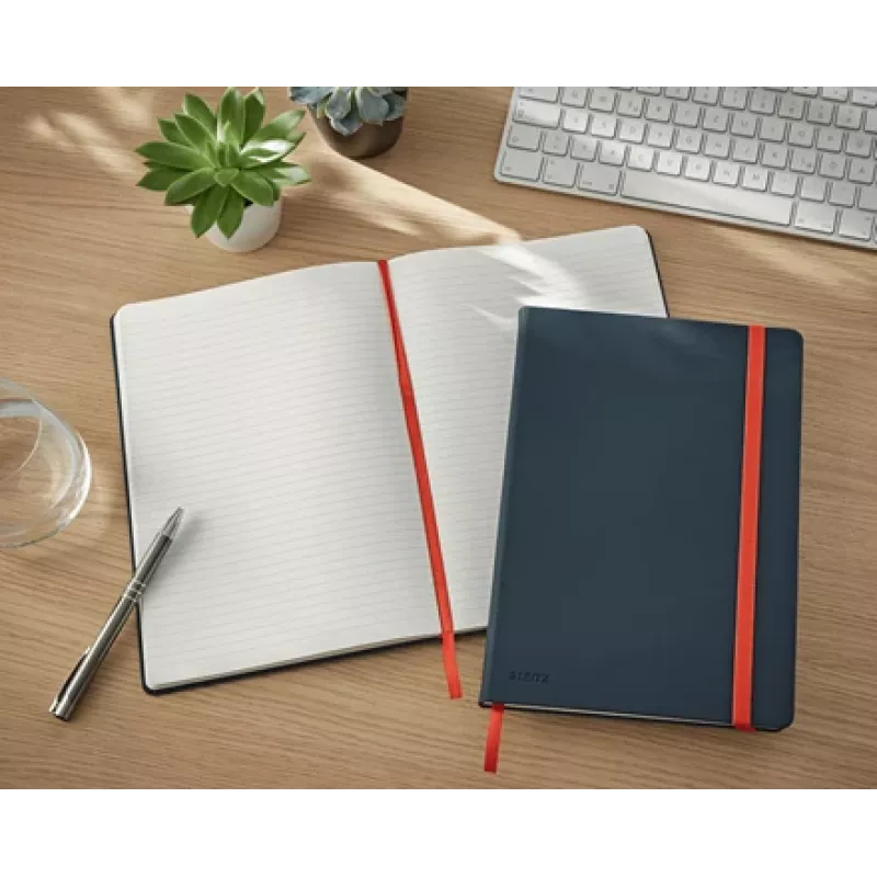 Leitz Cosy caderno Soft Touch pautado com capa dura, monocromático, preto, B5, 80 folhas, mate, 100 g/m²